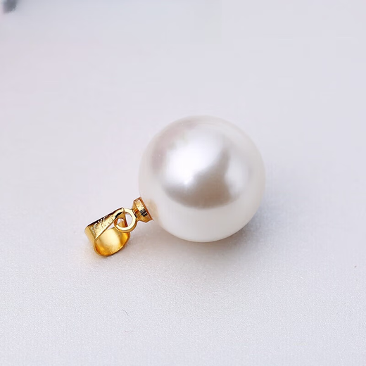 Lihu Quality Necklace Single Pearl Pendant Silver Button Plated with 18K Gold Natural Shell Pearl Single White Gold Holder 16-16mm