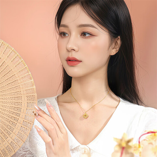 Shipulin yellow 18K gold silk four-leaf clover pendant birthday gift for girlfriend and best friend