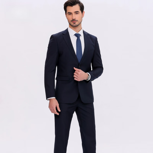 Lilan Men's Suit Suit 2025 New Business Casual Suit Jacket Men's Two-piece Formal Suit Navy Suit+Trousers M 170/88A 100-120Jin Jin equals 0.5 kg