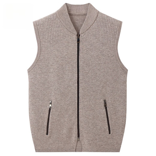 KING DEER Pull en Pur Cachemire pour Homme Cardigan sans Manches pour Homme Automne et Hiver Gilet Tricoté avec Gilet de Poche Gilet à Fermeture Éclair Épaissi Noir Gris L 115/175 Code