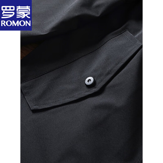 Romon Black Extra Large Size 2025 Spring and Autumn New Men's Hooded Mid-Length Parka Windbreaker Men Black XL