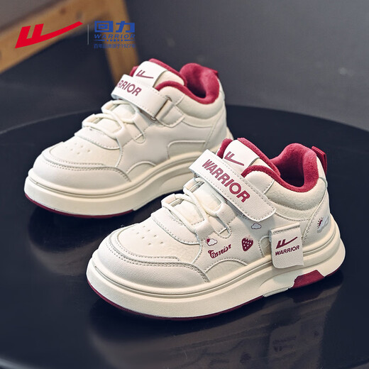 Warrior girls' shoes, winter velvet high-top sneakers, medium and large children's warm cotton shoes WZ-C296L m/burgundy 37