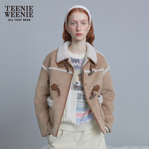 Teenie Weenie Bear Women's Jacket 25 Winter New Style Simple Fashionable Comfortable Reversible Plush Top Khaki XS