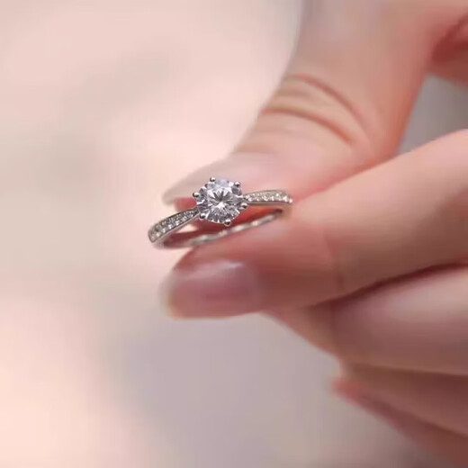 I Do platinum pt950 diamond ring 1 carat micro-set six-claw cultivated diamond proposal wedding ring gift for girlfriend and wife micro-set six-claw 50-point diamond size 9