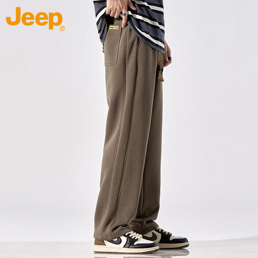 Jeep (JEEP) pants men's sweatpants autumn and winter wide-leg casual pants loose straight sports pants men's Khaki XL