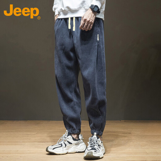 JEEP Casual Pants Men's Autumn and Winter Sweatpants Men's Sports Pants Extra Large Loose Chenille Pants Men's Pants Gray XL