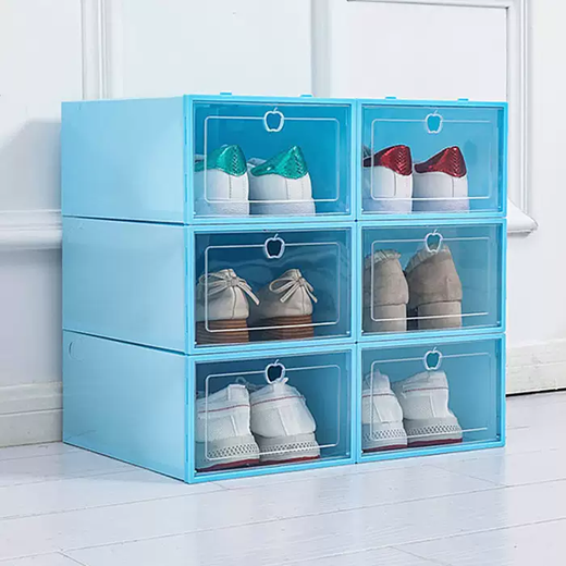 Yusenyi Thickened Transparent Shoe Box Men's and Women's Shoe Storage Box Plastic Drawer-Type Free Combination Dust-Proof Organizing Box Shoe Box Women's Flip Cover Fresh Blue 3 pcs (free 3 for a total of 6 pcs) 0x0x0cm 0 pcs 0x0x0cm