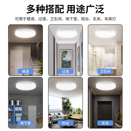 Gongtai voice-activated induction 24W white light LED tri-proof ceiling lamp ultra-thin energy-saving high-bright stair aisle corridor corridor light smart lamp