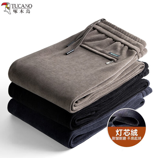 Woodpecker (TUCANO) Casual Pants Men's Autumn Loose Business Straight Pants Middle-aged and Elderly Corduroy Warm Sports Pants Men