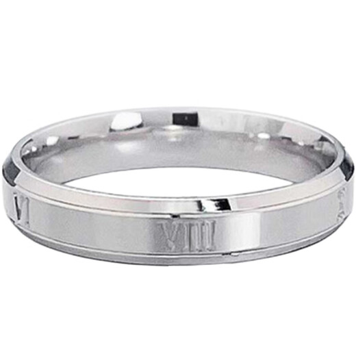 Lao Fengxiang platinum ring with letters and Roman numerals, gift for girlfriend, platinum jewelry, white gold, about 6.82g