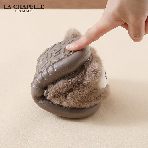 LA CHAPELLE HOMME Men and Women Baby Children's Indoor Home Warm Soft Soled Cute Plush Cotton Slippers Leather Red 34-35