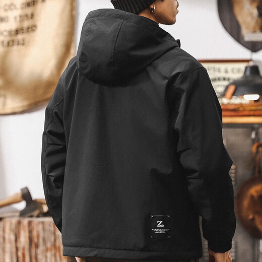 Jeanswest American retro double-sided outdoor water-repellent autumn jacket for men 2025 new loose functional wind three-proof jacket for men obsidian black reversible 2XL suitable for 160-180Jin Jin equals 0.5 kg