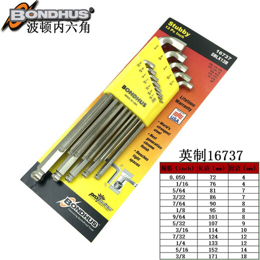 Boltons englischer erweiterter Ball Kopf Hex Schraubenschlüssel 10946 10992 10999 13-Pack 12137 English Flat Head 0,05-3/8