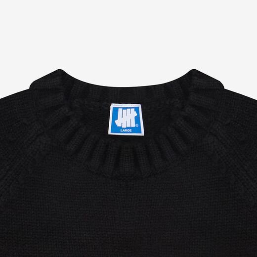 UNDEFEATED five-stripe American sweater, trendy men's and women's same LOGO campus style sweater, black UE53GKR02M M