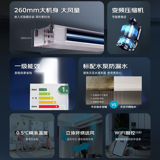 GCHV central air conditioner commercial 4 HP duct machine commercial air conditioner 6 HP duct machine one-to-one cooling and heating embedded air conditioner first-level energy efficiency 4 HP first-level energy efficiency applicable area 50