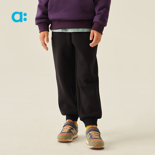 幼岚（ALLBLU）allblu幼岚【雪顶绒岚标裤】儿童裤子秋冬新款童装校服裤保暖长裤 星夜黑 140 cm