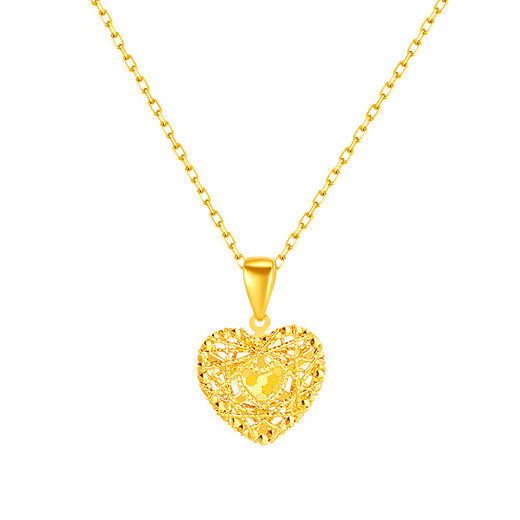 Chinese jewelry gold necklace women's gold 999 pendant broken ice ice love gold necklace birthday gift for girlfriend and wife