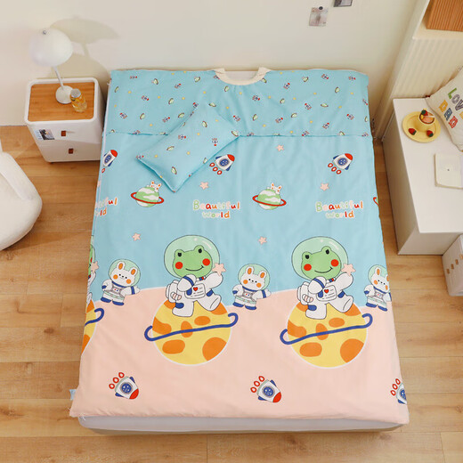 Children's Sleeping Bag Autumn and Winter Seasons Detachable Cotton Anti-Kick Quilt Medium and Large Children's Anti-Kick Quilt Sleeping Bag-Soy Quilt Core Astronaut 120x150cm Single Quilt Cover