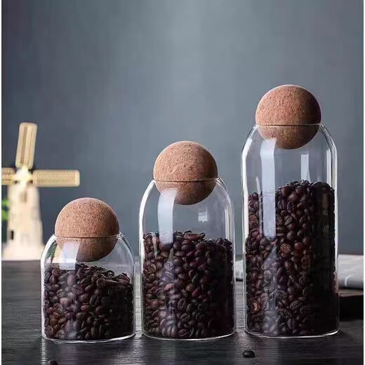 Modern simple kitchen sealed can cork spherical coffee bean can tea can miscellaneous grains seasoning nut moisture-proof can small 500ml 1 500ml