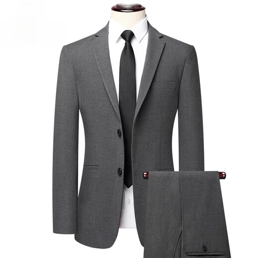 Lilang high-end suit suit for men spring and autumn middle-aged men's business casual suit wedding jacket dark gray plaid 8987 style M 170 size recommended 100Jin Jin equals 0.5kg -120Jin Jin equals 0.5kg