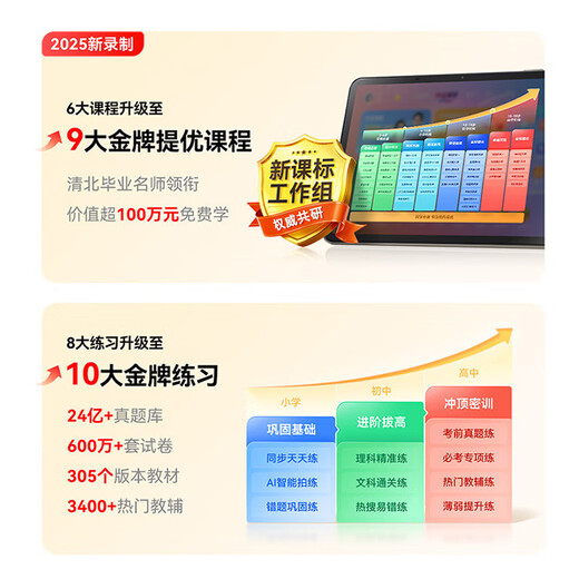 Homework Learning Machine P50 256G 2025 New Product AI Super Teacher 1 to 1 Supports New Curriculum Standards for Primary, Junior High and High School General Learning Tablet 12.2-inch Eye Protection AI Learning Machine