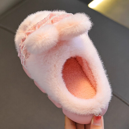 JIOESC children's cotton slippers autumn and winter new girls girls cotton slippers home thick-soled warm baby slippers bunny slippers size 30-31 suitable for feet 17CM