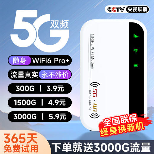 Zhuye Unlimited speed 5g portable wifi wireless traffic 2025 national universal three nets card-free outdoor portable mobile portable wifi6 dual-band wireless network card preferred 5g three nets supreme version outdoor live broadcast travel
