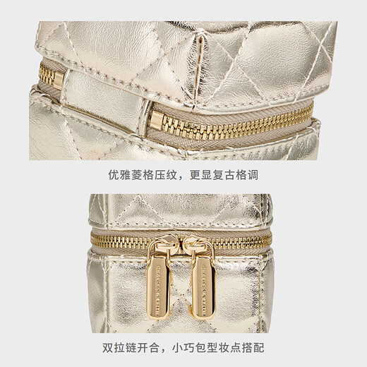 CHARLES&KEITH25 new winter product mini rhombus chain bag crossbody dice bag New Year gift for girlfriend CK6-40701607-A Champagne XS