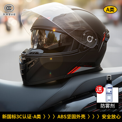 JHLONG URBANSTYLE HELMET motorcycle open-face helmet for men in winter, anti-freeze, warm and anti-fog, electric vehicle, all-season full-face helmet with Bluetooth headset, new national standard, Class A, graphite black, high-definition dual mirrors XXL (60-64 head circumference)
