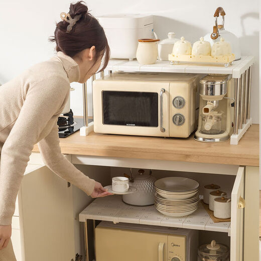 Fantasy kitchen microwave shelf storage rack multi-layer multi-layer household oven countertop rice cooker storage shelf length 89-109 width 24 height 22cm stainless steel tube left and right retractable