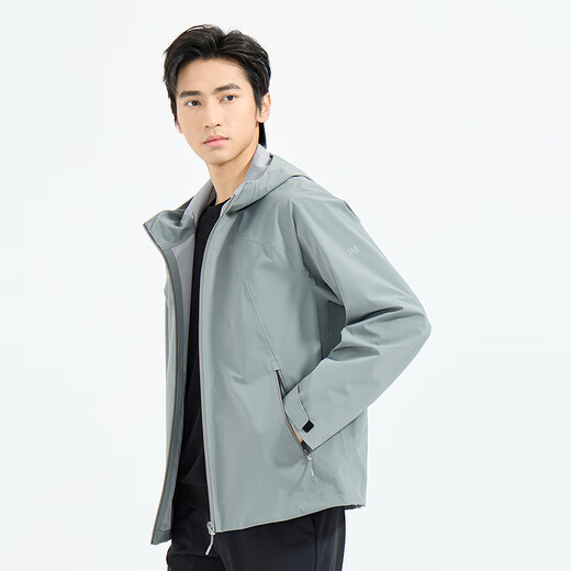 LiLang Light Fashion Men's Clothing Shopping Mall Same Style Windbreaker Men's Hooded Elastic Anti-Wrinkle Easy-Care Commuting Windproof Jacket Medium Gray Green (1K) M (165)