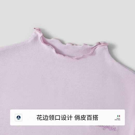 Navigare Italian small sailing children's clothing girls' bottoming shirt children's long-sleeved T-shirt baby half turtleneck comfortable and soft clothes bow bottoming shirt orchid purple 120