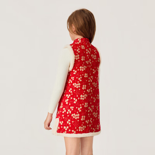 POLOWALK New Year's style girls' sleeveless dress 2026 new Chinese style embroidered dress B61W616B0021 red 120
