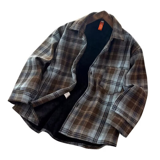 Boys' spring shirts 2026 new style children's handsome autumn versatile plaid long-sleeved shirts and jackets for middle-aged and older children trendy picture color plus velvet high quality heavyweight 130