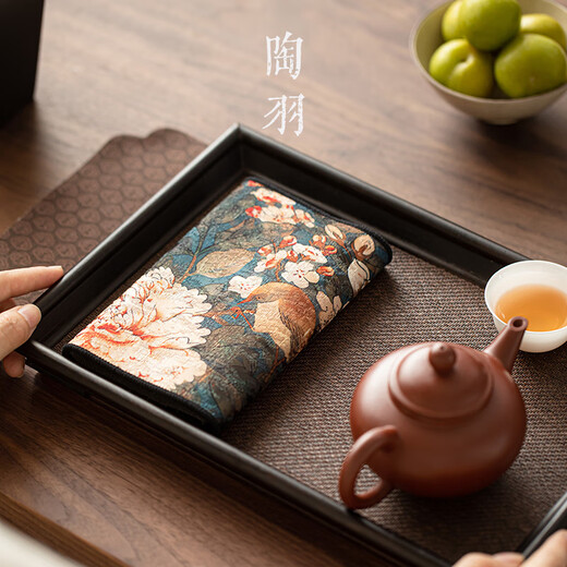 Taoyu thickened plush absorbent tea towel, Zen towel, tea cloth, special tea tablecloth, pot rag, kung fu tea set accessories, brocade tea towel, Yutang Fugui