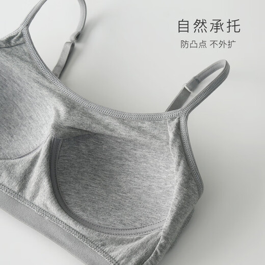 Oxygen Underwear Women's Cotton Vest Style Beautiful Back Sports Bra Summer Thin Section High School Junior High School Girls Student Bra (Classic and Versatile) Calm Gray + Mysterious Black S _(_70ABC is suitable for 100Jin Jin equal to 0.5 kg or less)