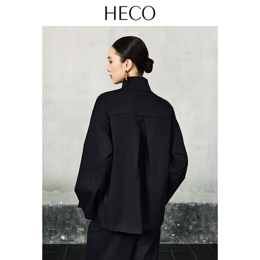 HECO Suyin New Chinese Style National Style Stand Collar Long Sleeve Shirt Women 2025 New Light Luxury Shirt Black S