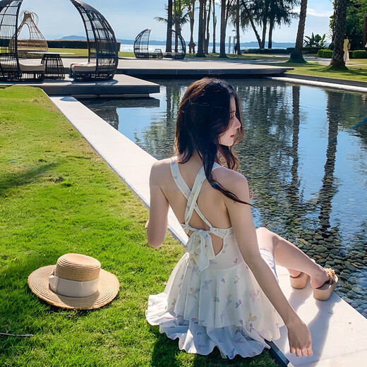 Tianzhui swimsuit women's one-piece 2025 new suspender girl butterfly print pure lust style sweet slimming hot spring leisure swimsuit for women white butterfly one size fits all recommended 80-115Jin Jin is equal to 0.5 kg