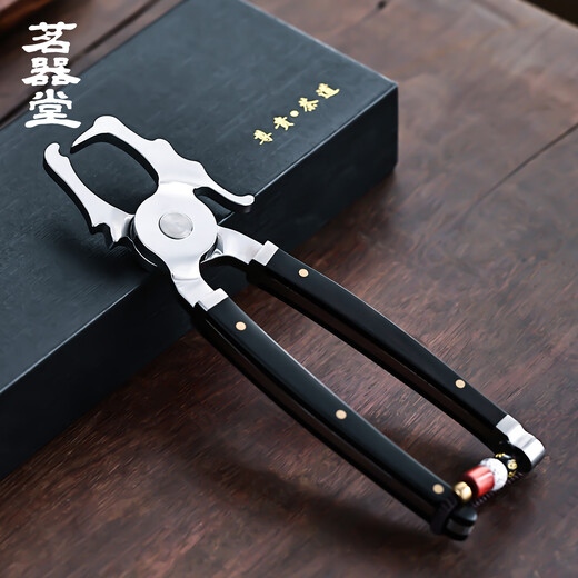 Mingqitang stainless steel tea pliers Pu'er tea opening tea knife needle cone tea opener Tuocha white black tea brick prying tea cake tool Purple sandalwood stainless steel faucet tea pliers