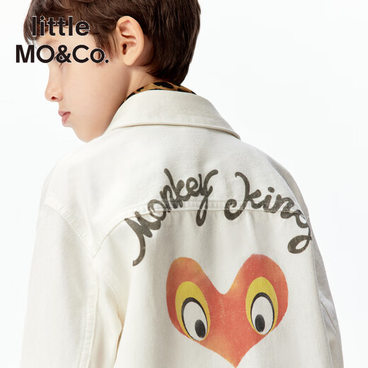 Little MO&Co. Havoc in Heaven co-branded series little moco children's clothing 26 spring new children's pure cotton denim work shirt denim white 150 150/72