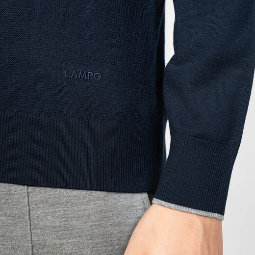 Blue Leopard 25AW LAMPO/Blue Leopard men's long-sleeved round neck wool cashmere loose dark blue sweater dark blue M (46)