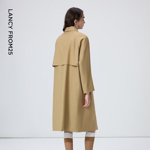 Langzi Basic Wardrobe Classic Double-Breasted Windbreaker Jacket French Intelligent Temperament Coat Autumn New Style Dark Beige XS