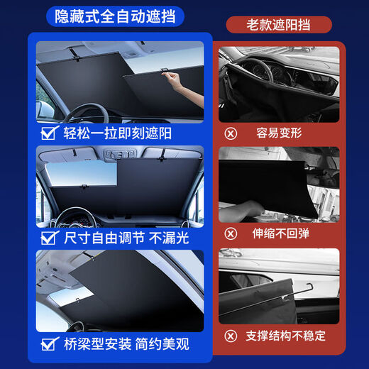 Car sunshade automatic one-touch retractable curtain front windshield sun protection and heat insulation car sunshade umbrella artifact large medium and large SUVVMPV light passenger minivan
