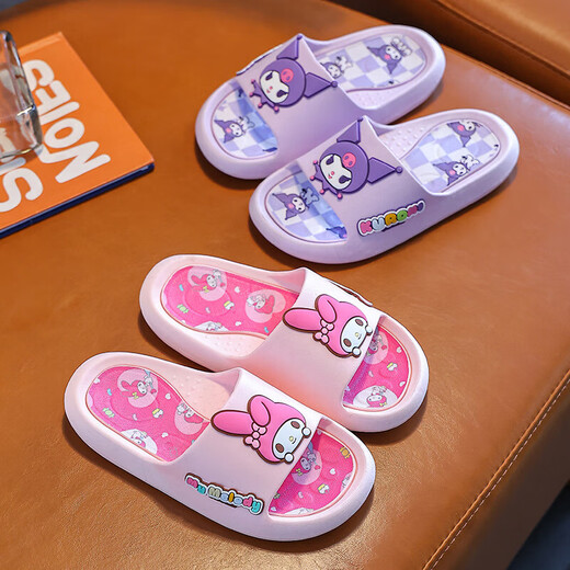 Kuromi children's slippers girls summer 2025 new cute cartoon indoor home girl baby slippers purple Kuromi 32.5 32-33 inner length 20.5CM