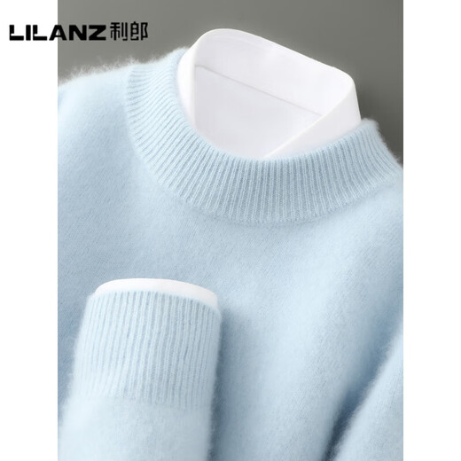 LILANZ pure wool sweater men's half turtleneck thickened pullover sweater high-end business knitted casual bottoming shirt black-flagship 2XL
