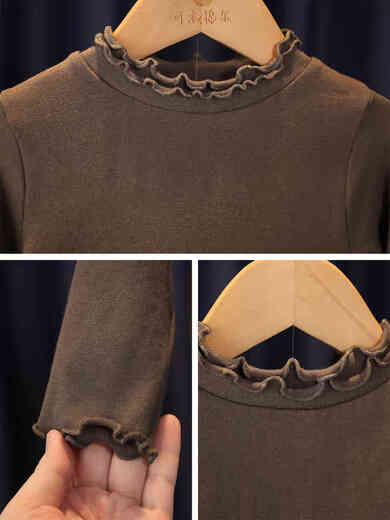 BALA suitable for girls bottoming shirt 2025 new little girl good-looking solid color autumn clothes baby pure cotton children coffee color 80cm