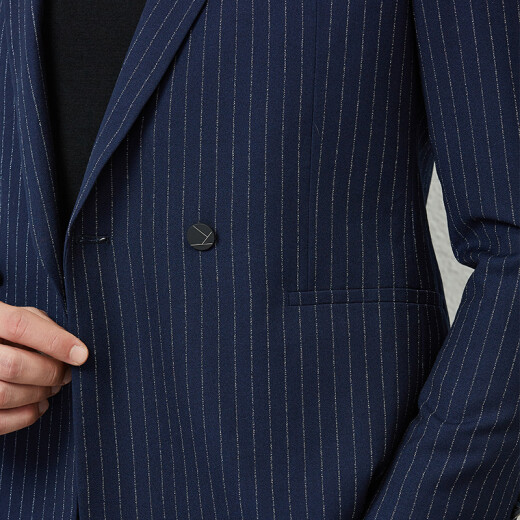 TRIES suit men's autumn vertical striped flat collar suit business casual youth suit 20195E0272 dark blue 52 (180/96Y)