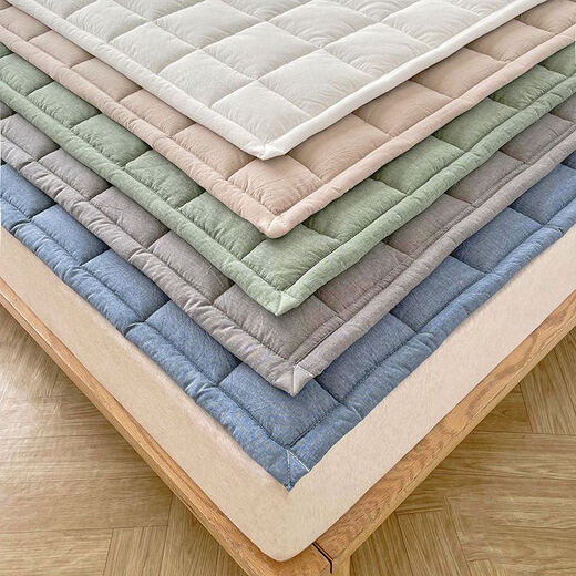 Children's soft cotton mattress pad bottom non-slip mattress household mattress single bed protective pad bottom mattress cotton yarn-dyed washed cotton mattress-Lan Xiaoge 90X200
