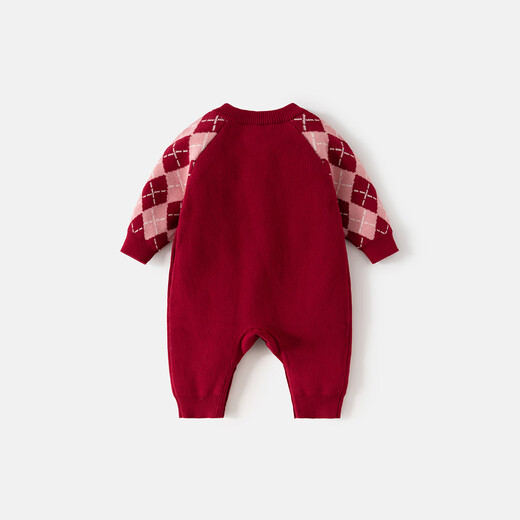 Banxidi baby clothes, spring and autumn infant jumpsuits, baby girl's crawling clothes, knitted harem spring clothes, princess New Year's greeting clothes