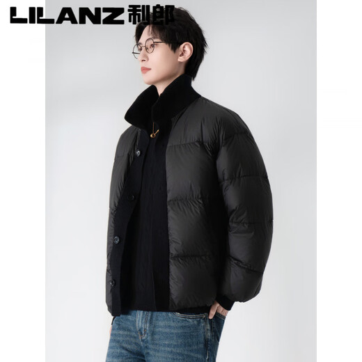 利郎冬季立领90白鸭绒羽绒服男短款2025年新款加厚高级感痞帅防寒外套 黑色(针织领) 2025升级款 M 110-130斤/165CM-170CM